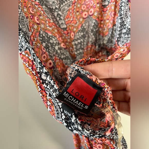 Colorful Coral Navy Beach Maxi Dress Halter Tie with Cork Detail Beachwear - Picture 5 of 5